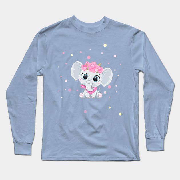 Cute baby elephant Long Sleeve T-Shirt by marleks